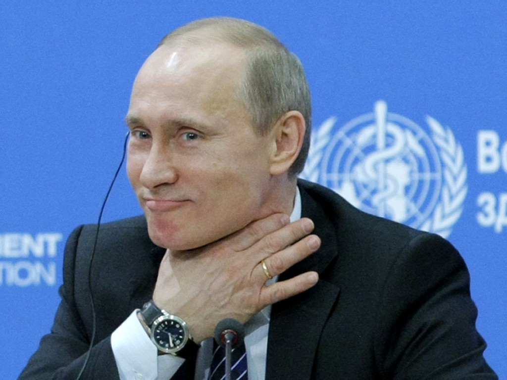 Russia's Prime Minister Putin attends the World Health Organization meeting on healthy lifestyle in Moscow