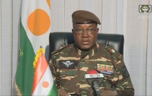 Le général Abdourahamane Tchiani, du Niger, se déclare chef de l'État le 28 juillet 2023. ORTN-Télé Sahel/AFP via Getty Images